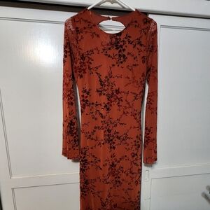 Sincerely Jules Rust and Black Floral Long Sleeve Dress
